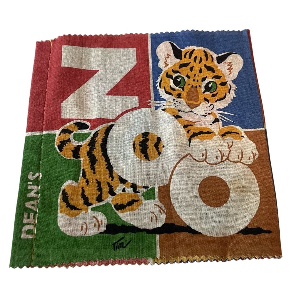 Vintage Dean's Rag Fabric Cloth Child Book England Washable 8100 Zoo Cub Zebra